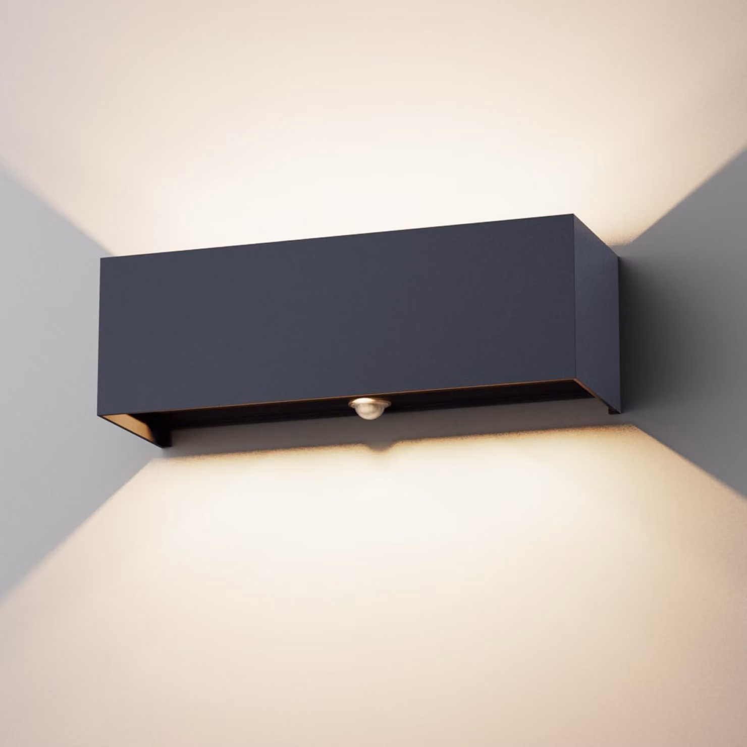 Lampada da parete a LED, 30 W, con sensore di movimento, grado di protezione IP65, temperatura di colore 4000 K, colore antracite