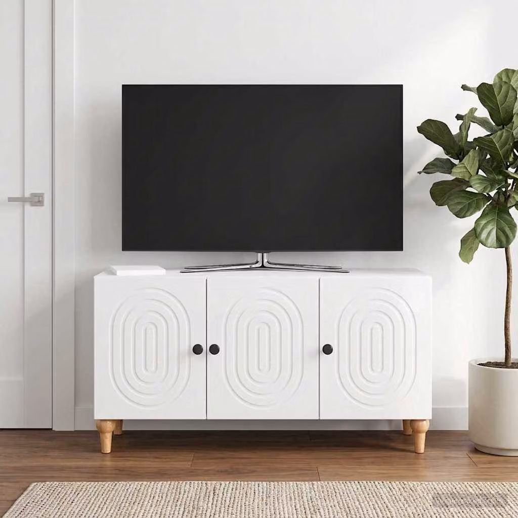Mobile TV moderno vidaXL Bianco Lucido in legno ingegnerizzato L: 99 cm, P: 34,5 cm, H: 50 cm