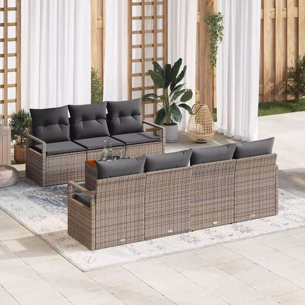 Maison Exclusive - Set Divano da Giardino 8 pcs Grigio polyrattan