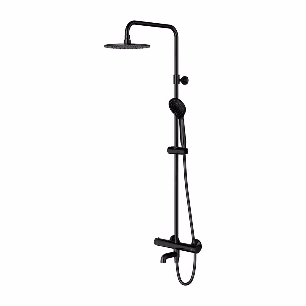 Omnires Y Y1234ALBL Set per vasca con miscelatore termostatico, nero