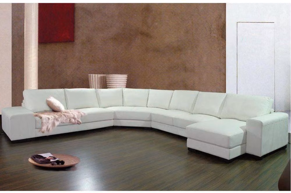 Divano componibile, divano angolare, imbottitura di alta qualità, design moderno, divano in pelle, grande divano, modello 1059