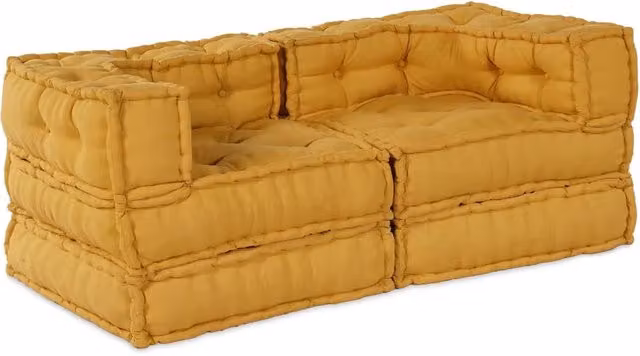 Unità di Divano Modulare 2 pz Tessuto Giallo 140 x 70 x 56 cm 3315081