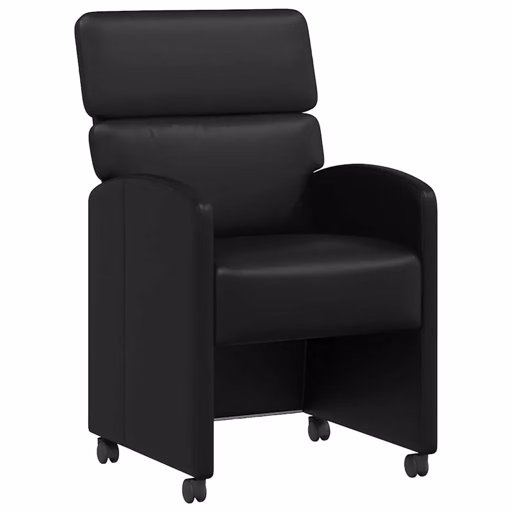 Set di 2 sedie da pranzo vidaXL con ruote in pelle sintetica nera, L: 58 cm, P: 65 cm, H: 98 cm – 2