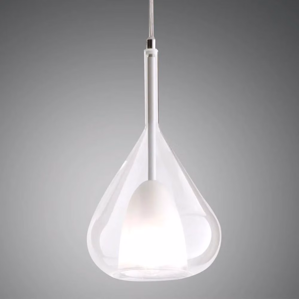Lampadario a sospensione Lila Fabas Luce in metallo bianco e vetro trasparente con tecnologia LED e altezza regolabile – 2