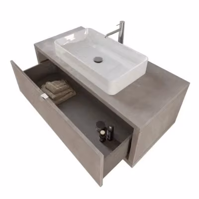 Mobile bagno sospeso Master grigio opaco con lavabo e specchio con illuminazione LED L: 110 cm, P: 50 cm, H: 40 cm – 2