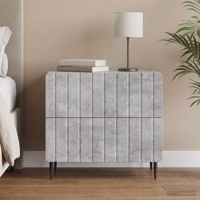 Armadio da Notte vidaXL Grigio Cemento, Design Moderno, L 62 x P 34,5 x H 49,5 cm