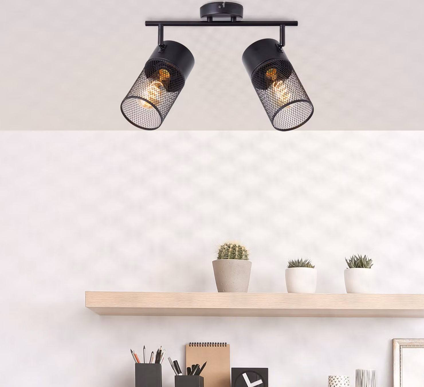 BRILLIANT lampada da soffitto nera KAMOLO | barra a due faretti con attacco E27, max. 40 Watt | larghezza 35 cm | metallo