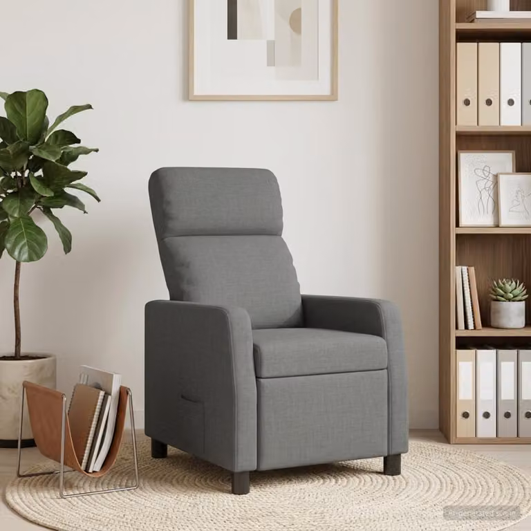 vidaXL Poltrona reclinabile moderna in tessuto Grigio con braccioli e leva manuale