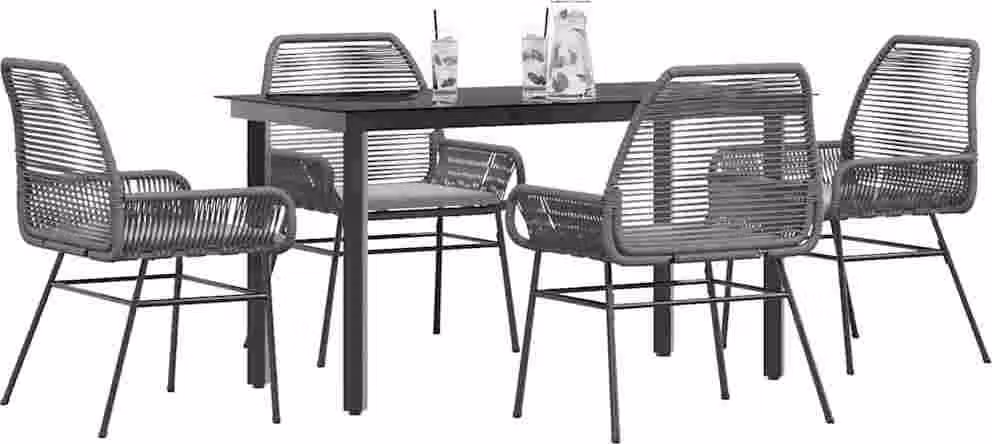 Maison Exclusive - Set da Pranzo da Giardino 5 pz con Cuscini Polyrattan Vetro
