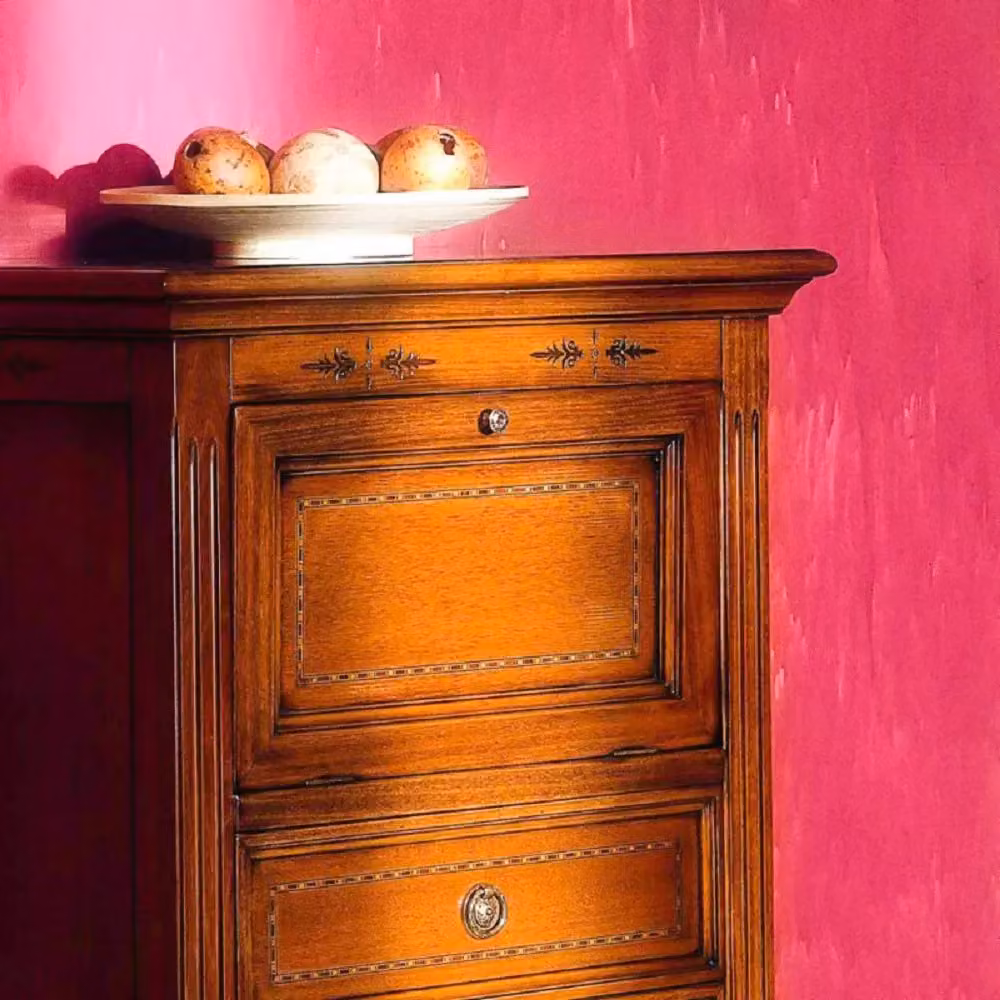 Cassettiera classica in legno con 3 cassetti e ribalta Mobili 2G finitura bassano L: 60 cm, P: 41 cm, H: 100 cm – 2