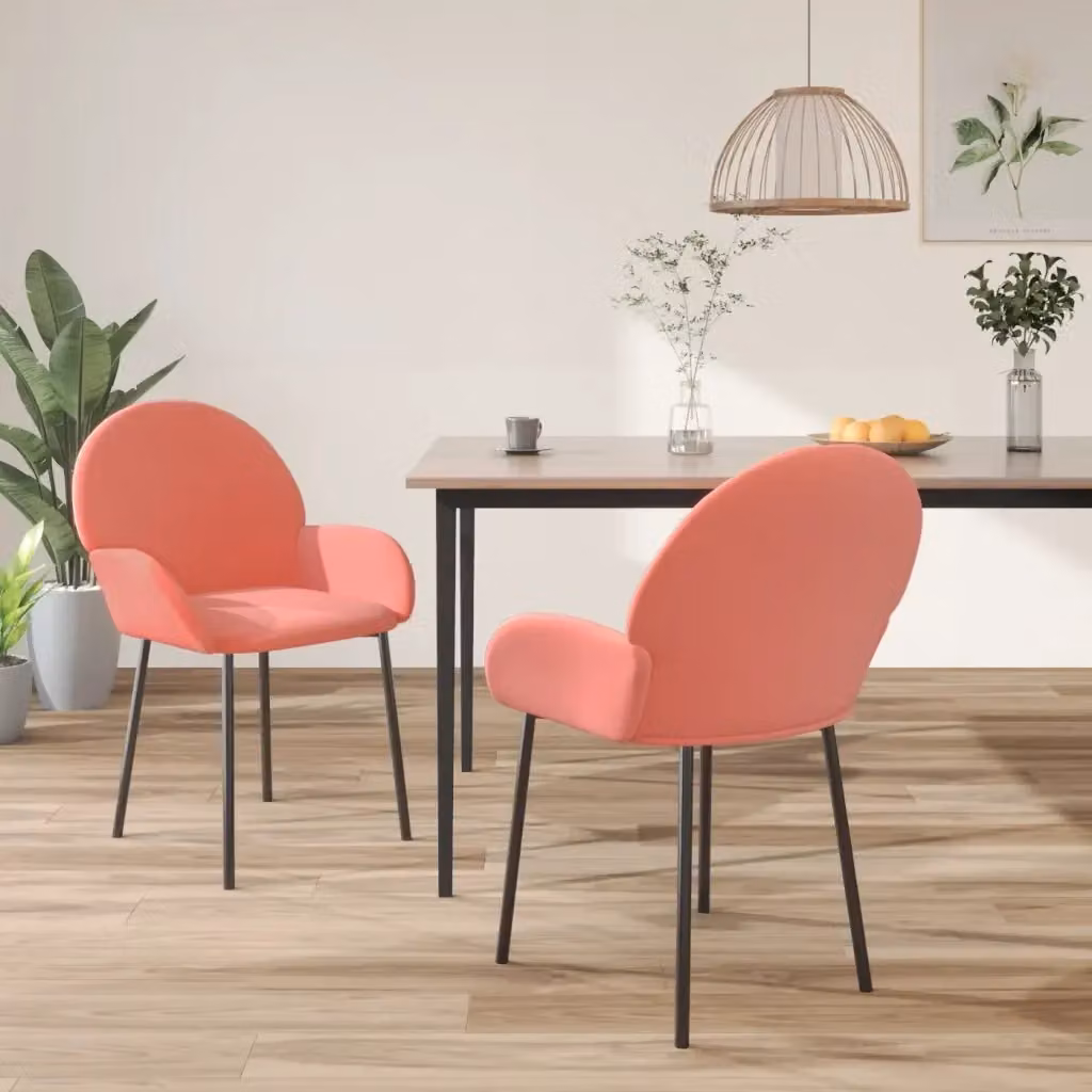 Set di 2 sedie da pranzo e cucina in velluto rosa con design moderno – 2