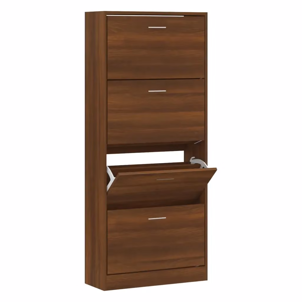 Scarpiera moderna vidaXL in legno color rovere marrone con vani basculanti, L: 63 cm, P: 24 cm, H: 147 cm – 2