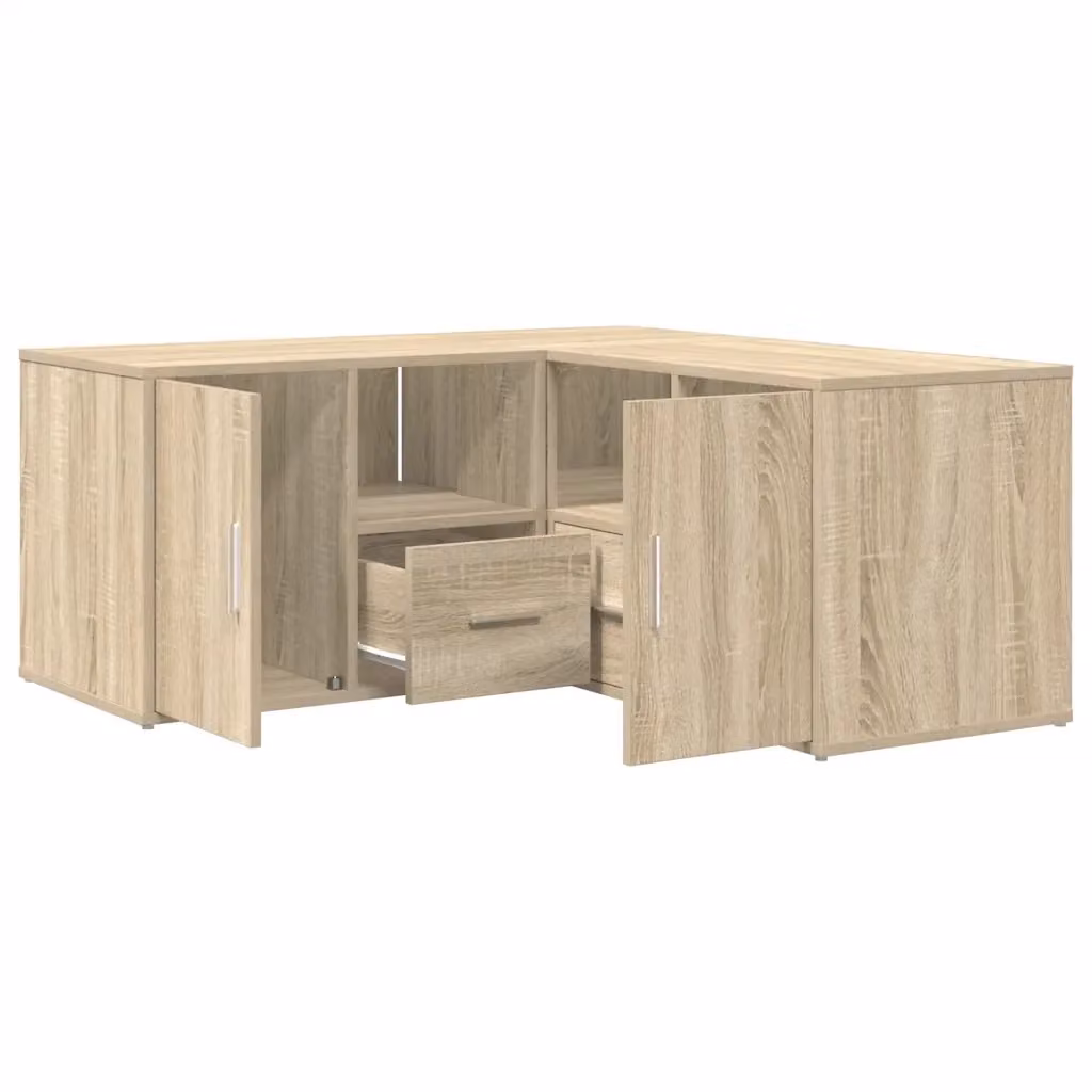 Mobile Angolare Moderno vidaXL in Legno Rovere Marrone con Cassetti e Ante a Battente L: 160 cm, P: 40 cm – 2