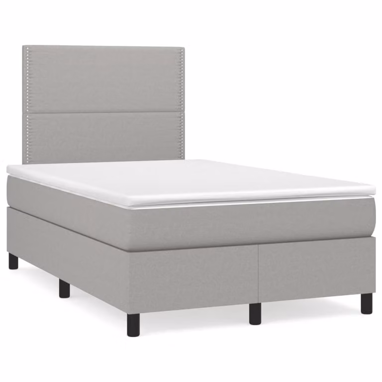 Giroletto a Molle con Materasso Grigio Chiaro 120x190cm Tessuto