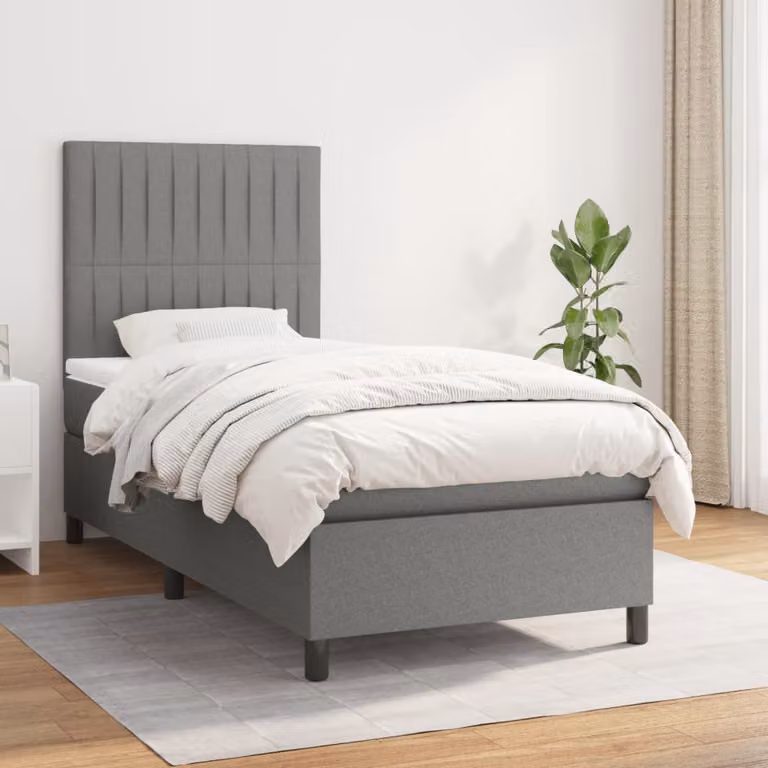 vidaXL Letto Ibrido con Giroletto a Molle e Materasso a Tasche Grigio e Bianco L/P/H: 80 x 200 cm