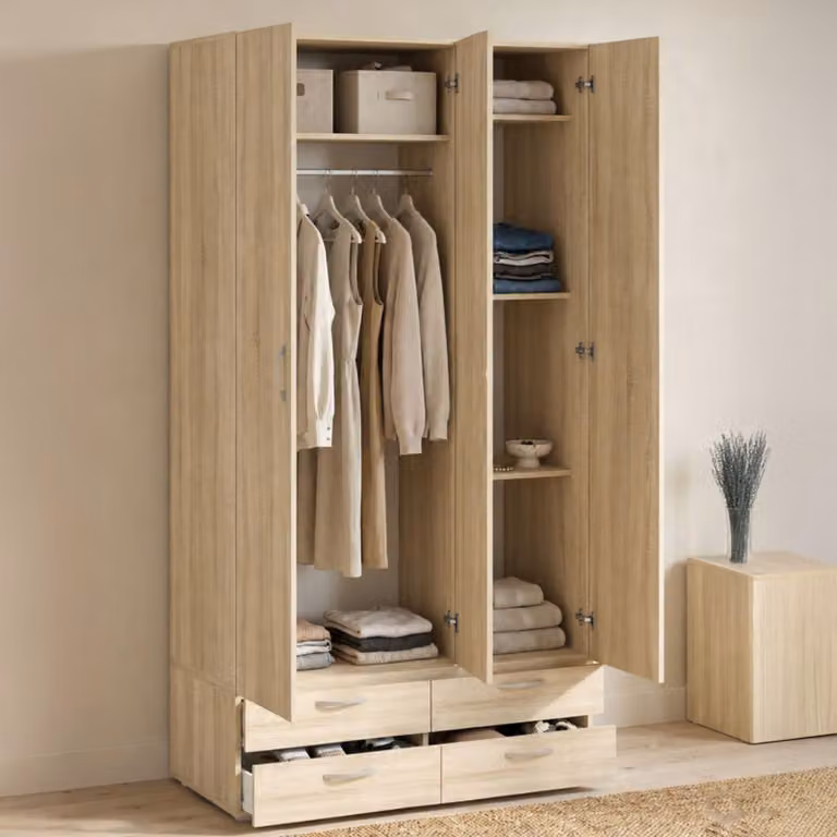 Dmora Guardaroba 3 Ante Randazzo 51.9x110.7 cm Marrone Rovere, Appendiabiti 3 Ante