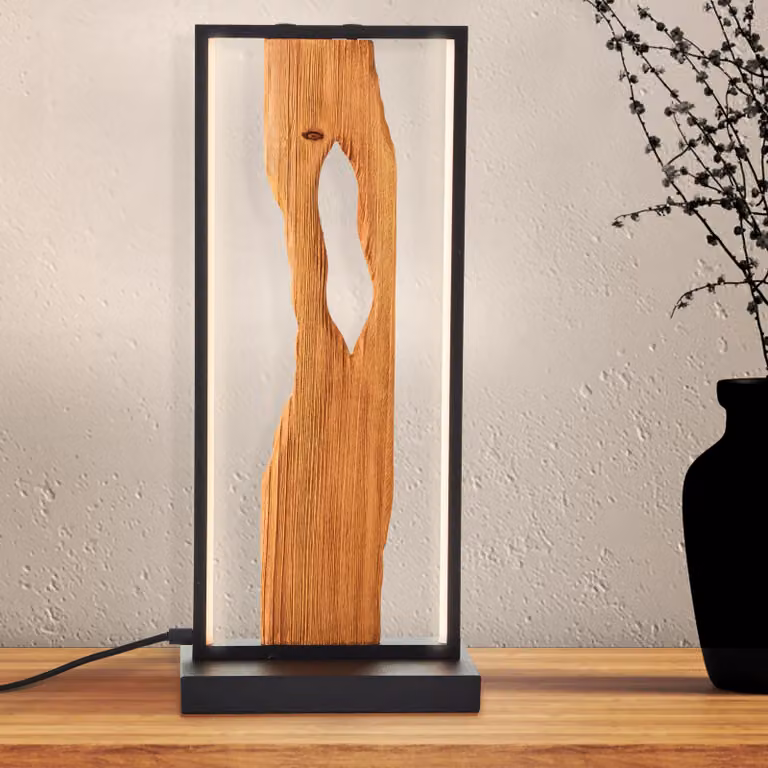 Lampada da tavolo a LED, altezza 50 cm, 940 lm, 3000 K, alluminio/metallo/legno