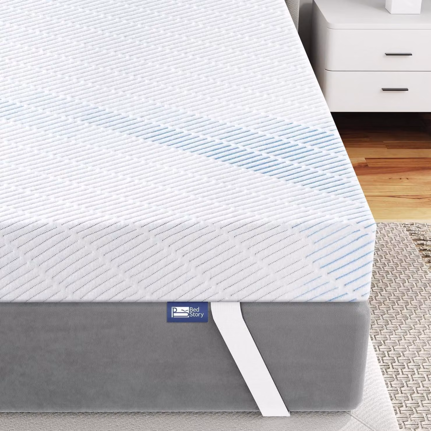 Materasso topper in memory foam con gel, dimensioni 140x200 cm, altezza 10 cm, rigidità H3 e H4, con rivestimento traspirante in fibra di bambù