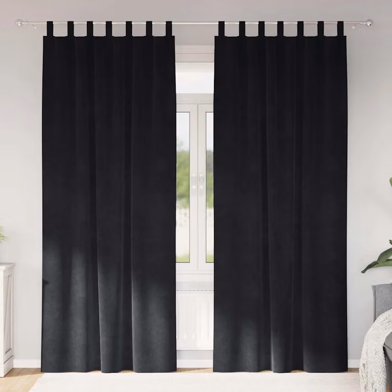 Set di 2 tende oscuranti vidaXL in velluto nero, L: 140 cm, H: 245 cm