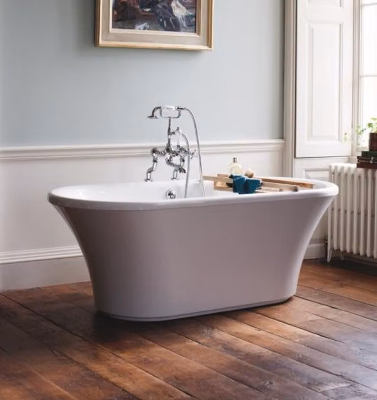 Vasca da bagno freestanding, modello BBri, stile retrò e design antico, colore bianco, dimensioni 1700 mm