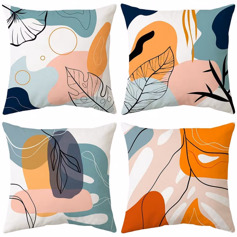 Cuscini decorativi, 45x45 cm, in velluto, set da 4, design moderno, ideali per soggiorno, divano e camera da letto