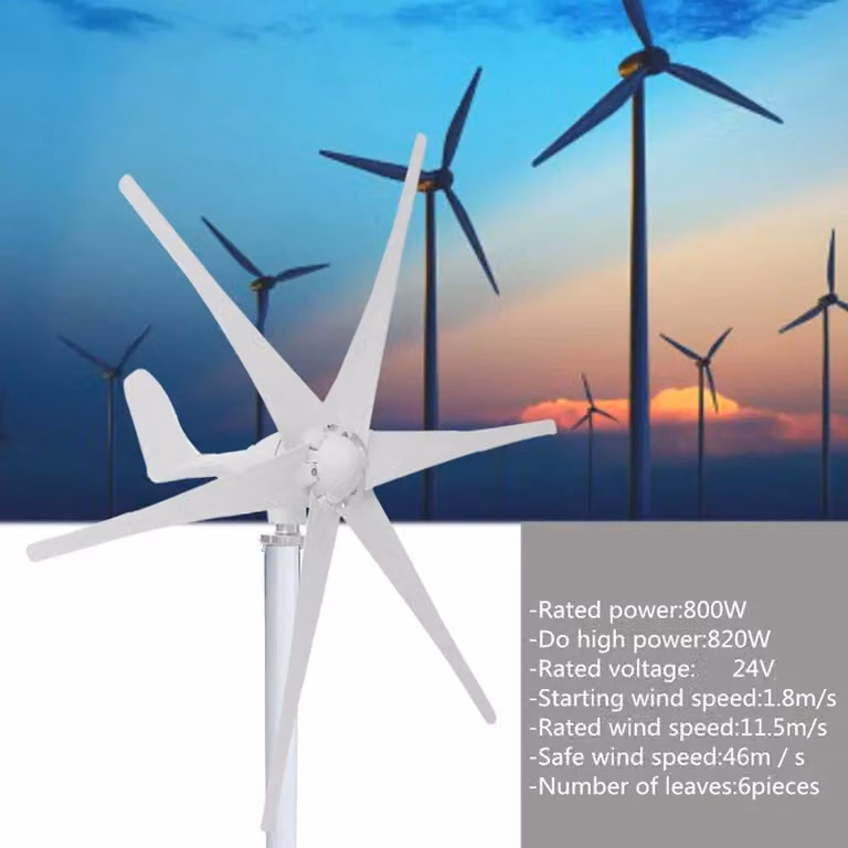 Turbina eolica - Generatore eolico - Turbina eolica - Energia eolica - con 6 pale - 800W