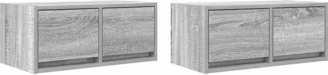 Set di 2 mobili porta TV da parete salvaspazio con 2 cassetti stoccaggio ottimale 60 x 31 x 25,5 cm in legno ingegnerizzato grigio 02_0051682