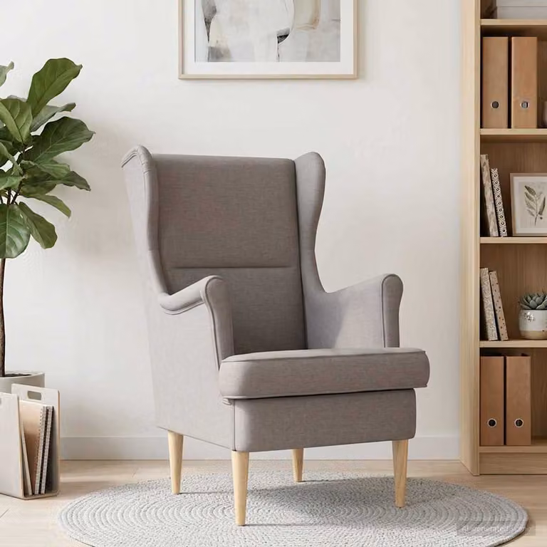 Poltrona Talpa vidaXL in tessuto beige o grigio con braccioli e struttura in legno e metallo