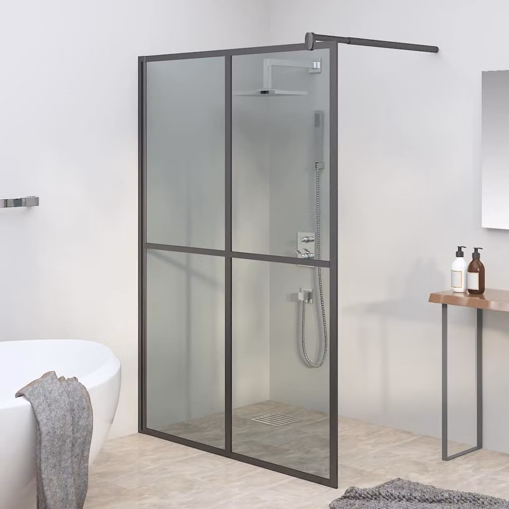 Cabina Doccia Walk-in vidaXL Rettangolare in Vetro Temperato Tintato Nero o Grigio L: 140 cm, H: 195 cm