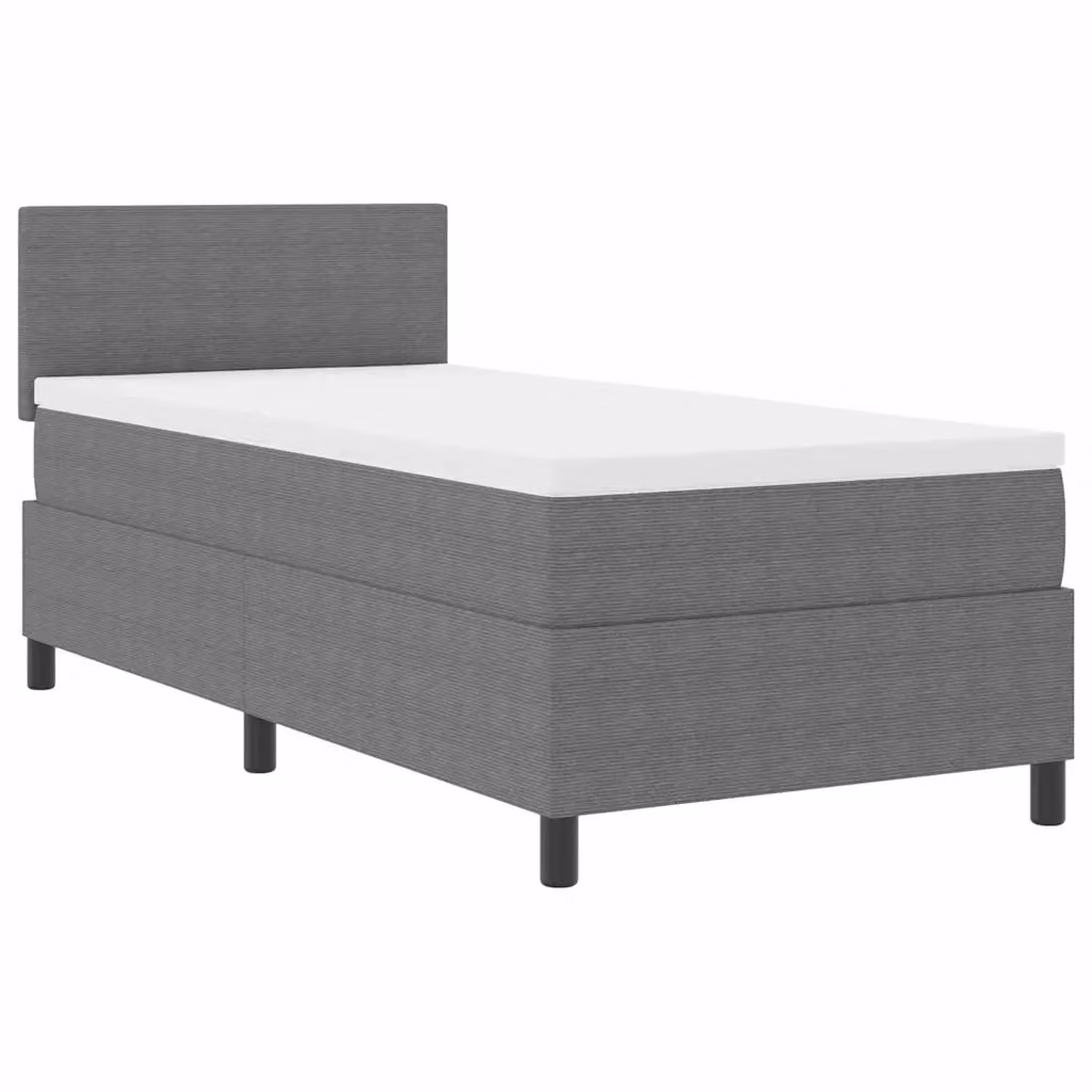 Letto moderno vidaXL con struttura imbottita in velluto a coste e illuminazione LED sottostante, Grigio e Bianco, L: 80 cm, P: 200 cm, H: 140 cm – 2