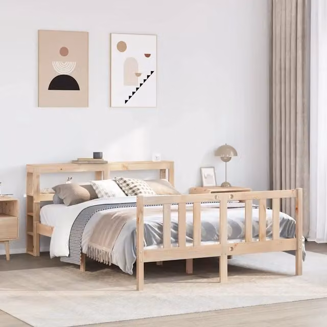 Giroletto con Testiera-Struttura Letto con testiera 120x200 cm in Legno Massello di Pino 280507