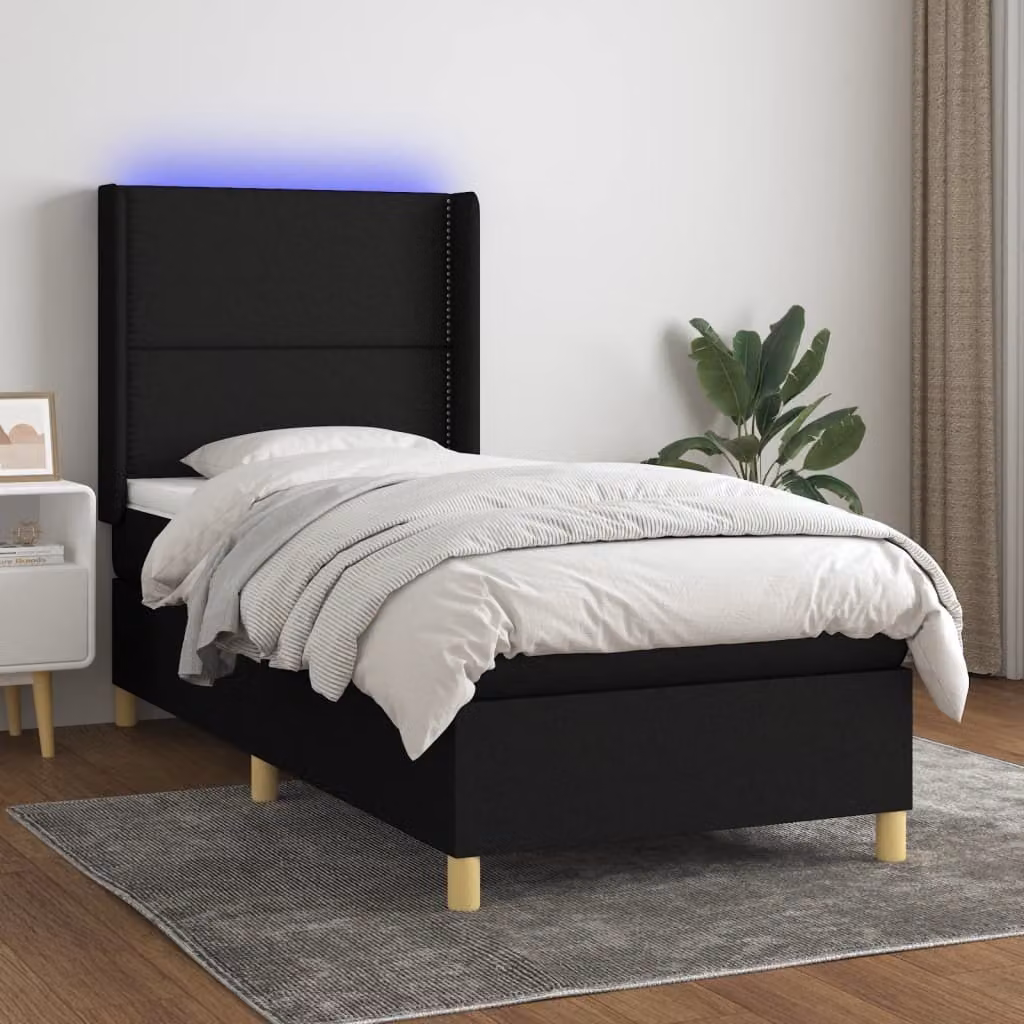 Maison Exclusive - Letto a Molle con Materasso e LED Nero 100x200 cm in Tessuto