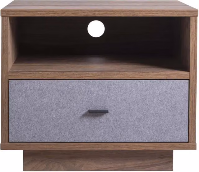 Comodino moderno IPERBRIKO con 1 cassetto, noce e grigio, L: 60 cm, P: 40 cm, H: 51 cm