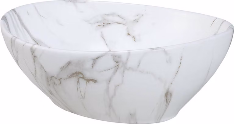 Lavabo in Vetroceramica PATI, marmo bianco, 40 cm