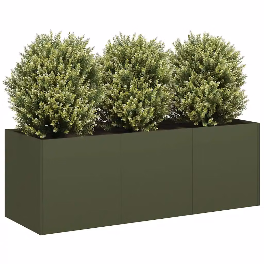 Fioriera rialzata vidaXL in acciaio verde, L 120 x P 40 x H 40 cm