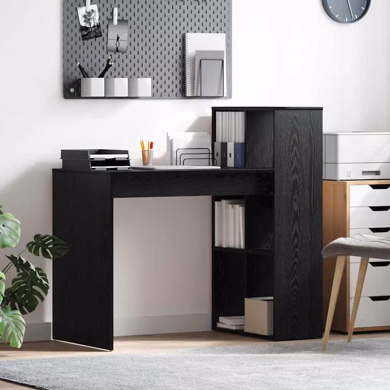 Maison Exclusive - Scrivania, finitura effetto legno nero rovere, realizzata in materiale composito