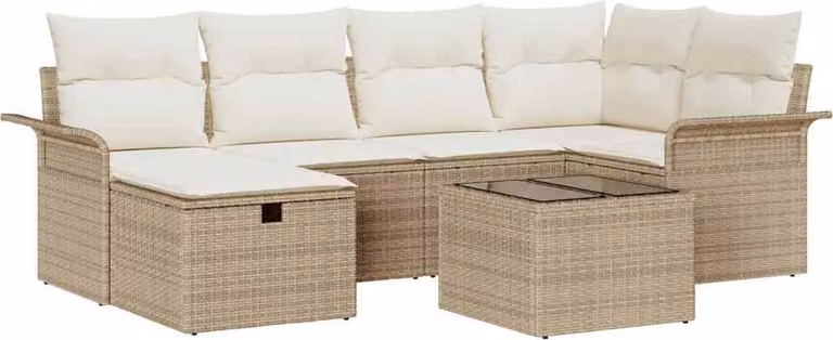 Set Divano da Giardino con cuscino 7 pcs Poly Rattan