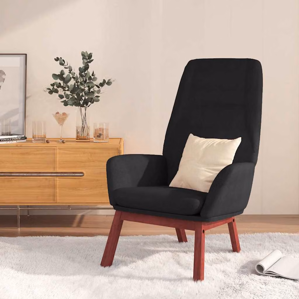 Sedia Relax vidaXL Nera in Tessuto con Braccioli e Imbottitura in Schiuma