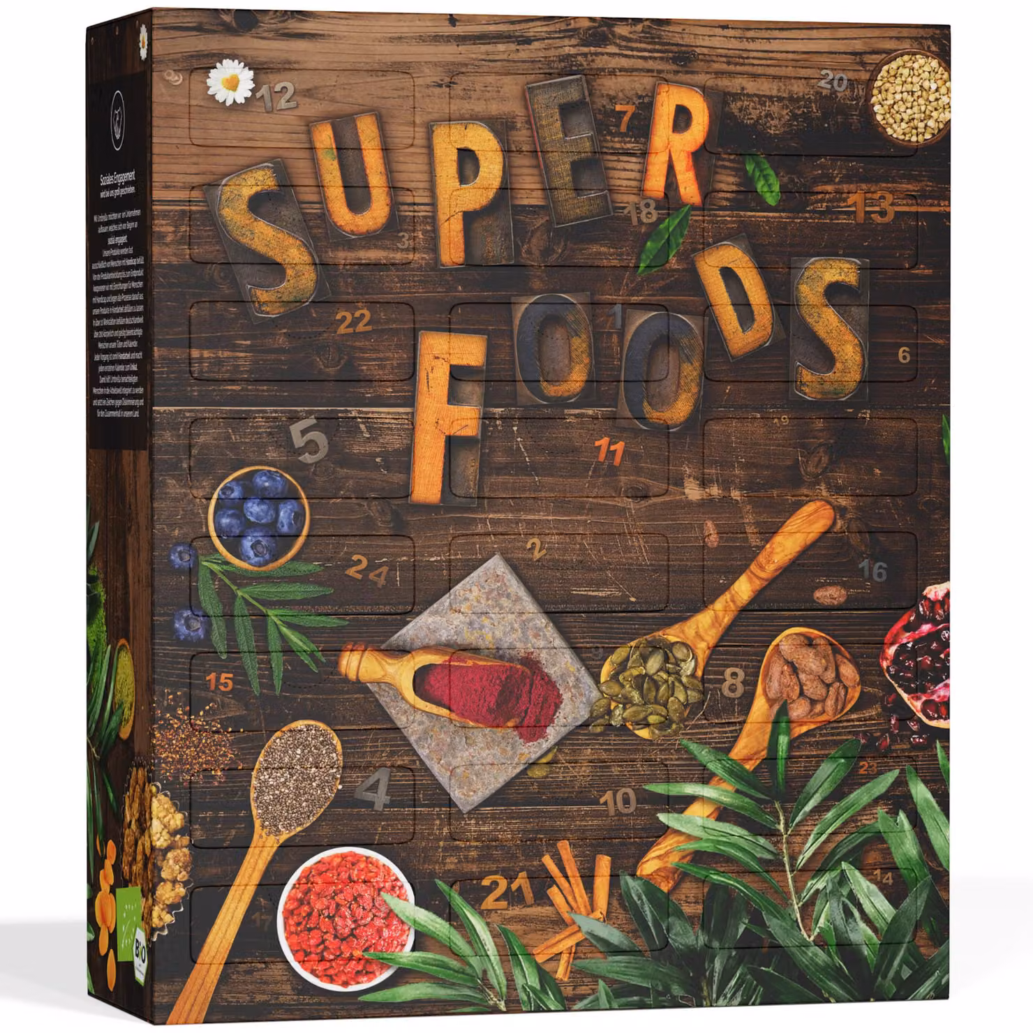BOXILAND® superfood calendario avvento 2026, bio, 24 tipi, acai chia