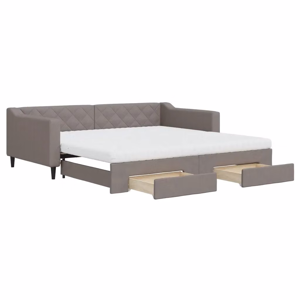 Divano Letto Estraibile con Cassetti vidaXL in Tessuto Beige o Grigio per Soggiorno e Camera da Letto L/P/H: 223 x 110 x 67 cm – 2