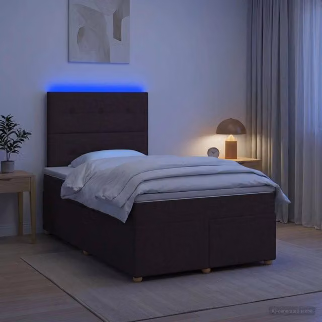 Letto box spring ibrido vidaXL con materasso a molle insacchettate e base contenitore con illuminazione sottostante e porta USB, L/P: 120 x 200 cm – 1