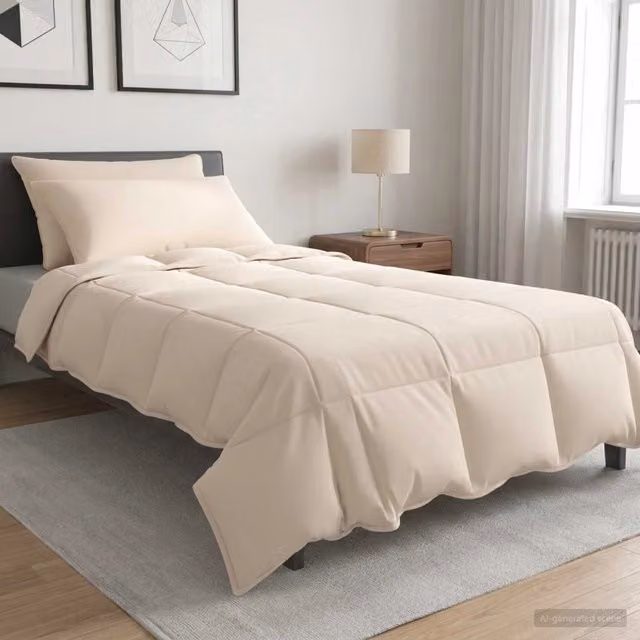 Set di 2 piumoni vidaXL per tutte le stagioni in cotone e kapok, beige, L/P/H: 140 x 220 cm – 1