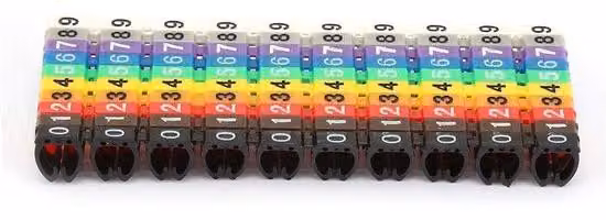 Identificatore per cavi con clip a forma di C, vari colori, numerazione, 1,5 mm²