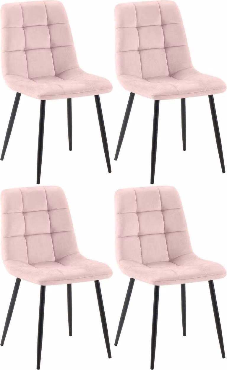 set di 4 sedie da pranzo - sedie da pranzo - posizione di seduta comoda, facile da pulire | Colore: rosa | Materiale: morbido