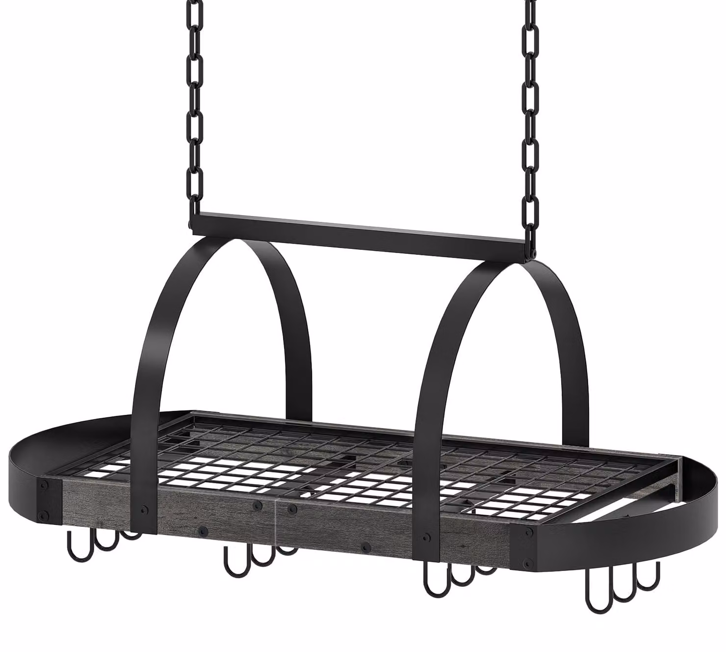 Mensola da cucina sospesa con 12 ganci a S, dimensioni 80x40 cm, colore nero