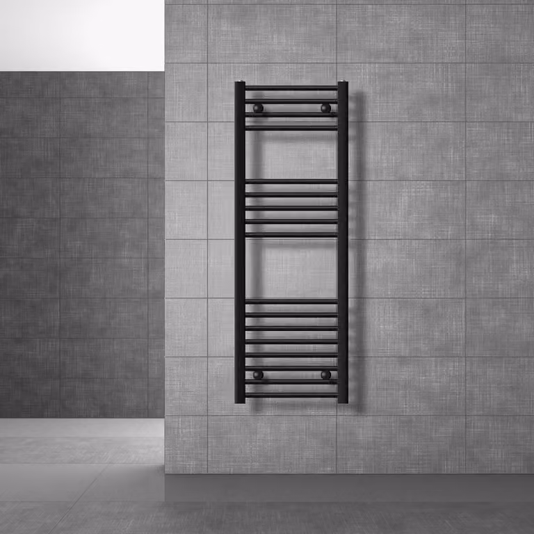 LuxeBath Radiatore da bagno Sahara 400x1200 mm Nero opaco dritto con attacco laterale Radiatore di design Scaldasalviette Asciugasalviette, senza resistenza elettrica