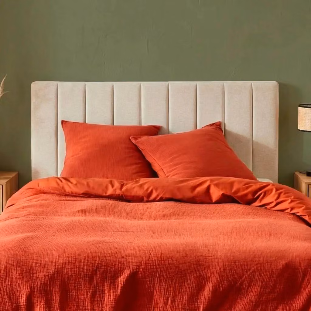 Testiera per letto Sweeek in tessuto beige con design minimalista e montaggio a parete, L: 170 cm – 2