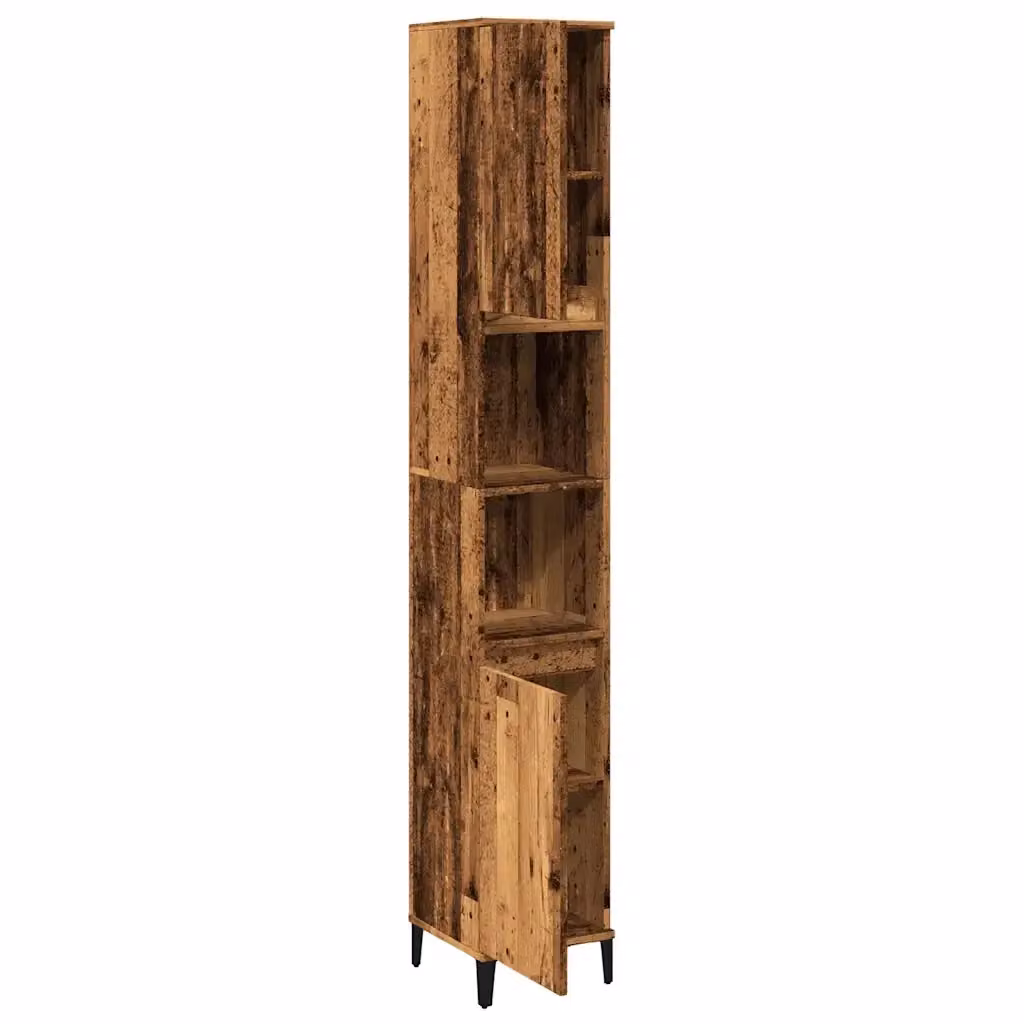 Mobile bagno moderno in stile industrial HELLOSHOP26 con ante a battente e ripiani interni, colore marrone, L/P/H: 30 x 30 x 190 cm – 2