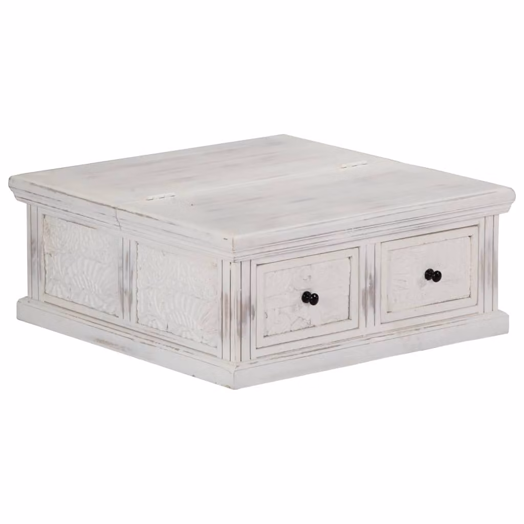 Maison Exclusive - Tavolino bianco, 70x70x30 cm, in legno massello di mango