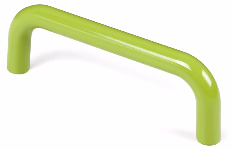 Maniglia per mobile in ABS, distanza tra i fori di 96 mm, finitura verde pistacchio lucido, confezione da 50 pezzi